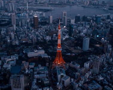 Tokyo Tower shot from a helicopter