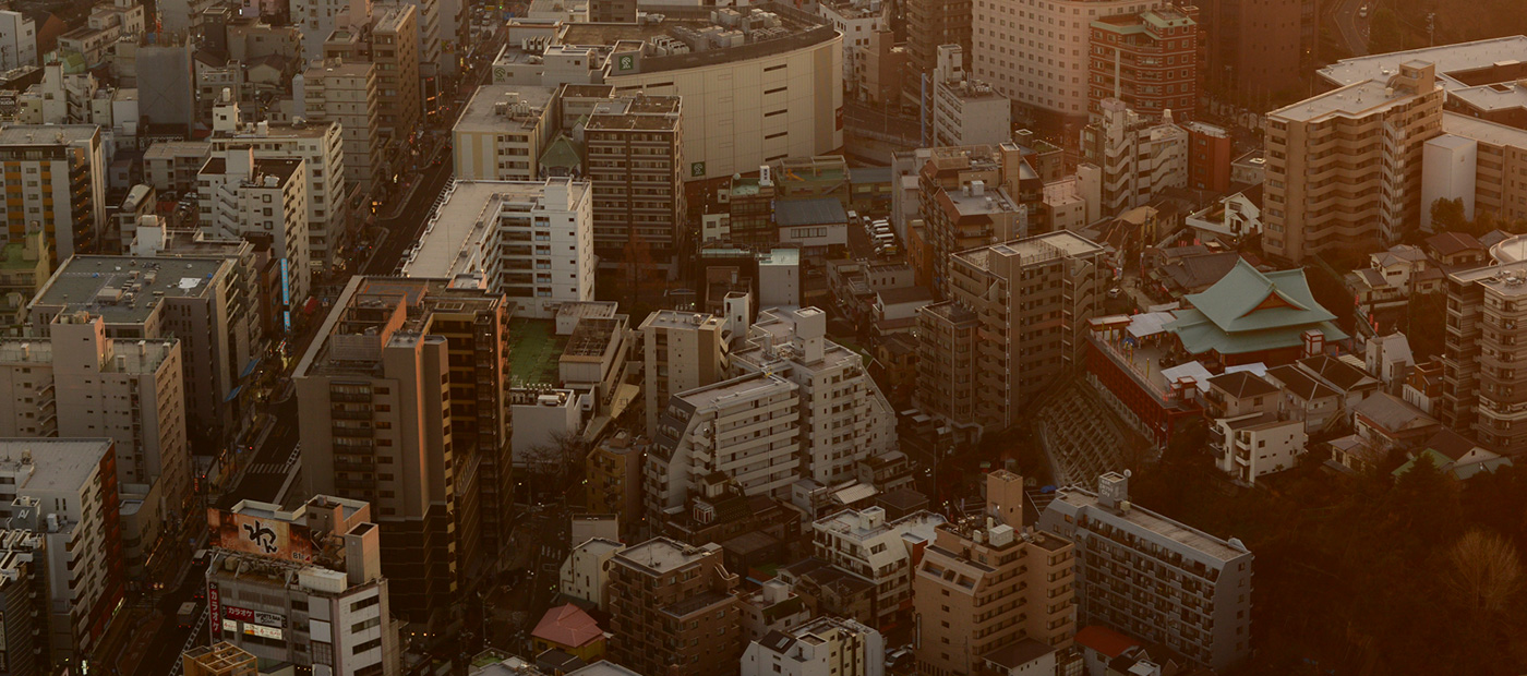 Looking down into Yokohama city from the Landmark Tower