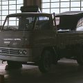 197s Mitsubishi Canter and Canter Eco D in a warehouse: part of the Fuso heritage truck collection